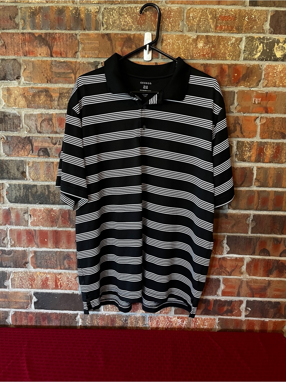 George Men’s Black & White Polo Short Sleeve Shirt Size:XL